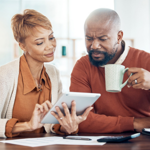 Black Man Woman Planning Future